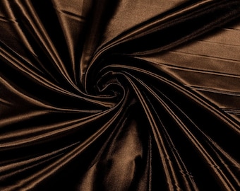 Chocolate Bridal Satin Fabric: Shiny Polyester Charmeuse, 60" Wide, Sold By The Yard