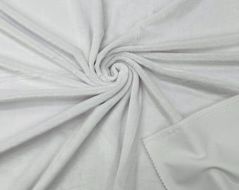 White Minky Fabric By The Yard, Ultra Soft Fabric, 3.mm Pile, 2 Way Stretch Minky Fabric, 60” Wide Used for Blanket