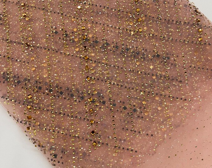 Sparkle Glitter Fabric on Dusty Rose Invisible Mesh By The Yard | Glitter and Rhinestone Mesh Fabric, Glitter Mesh Fabric Wedding Decor Prom