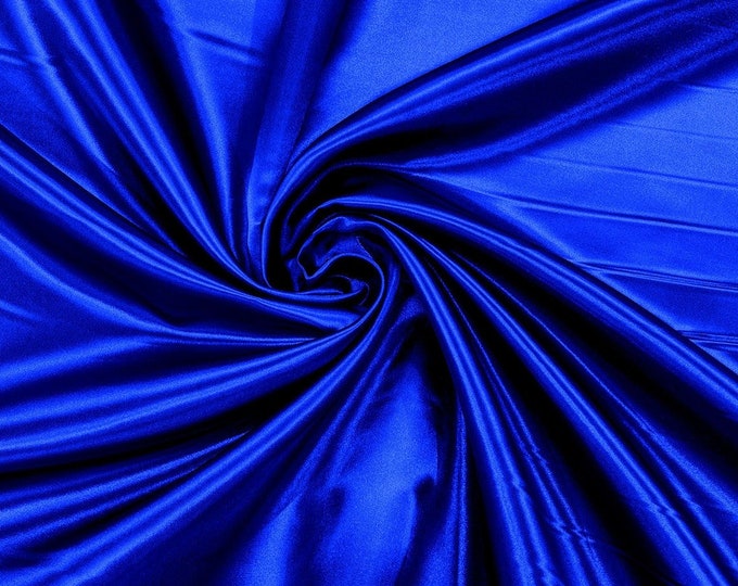 Royal Blue - 60" Shiny Heavy Bridal Satin Fabric for Wedding, Gala, Prom Dress Sold By Yard