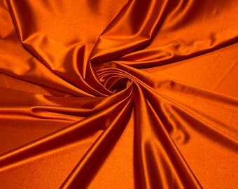 Burnt Orange Shiny Spandex Fabric: 4-Way Stretch Polyester, Sold By The Yard