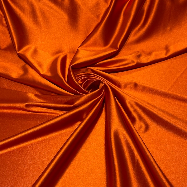 Spandex Luxury Fabric - Rust Orange - Shiny Polyester Spandex Stretch Fabric Sold By The Yard - 20% Spandex (Pick a Size)