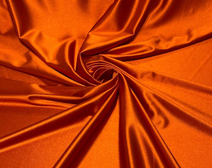 Burnt Orange Spandex Luxury Fabric - Shiny Polyester Spandex Stretch Fabric Sold By The Yard - 20% Spandex (Pick a Size)