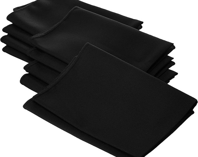 Black Polyester Poly Poplin Napkin 18 by 18-Inch, Napkins Ideal for Parties, Weddings and Dinners
