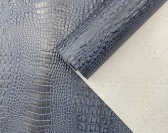 Navy Blue Crocodile Marine Vinyl Fabric: Waterproof Outdoor Upholstery