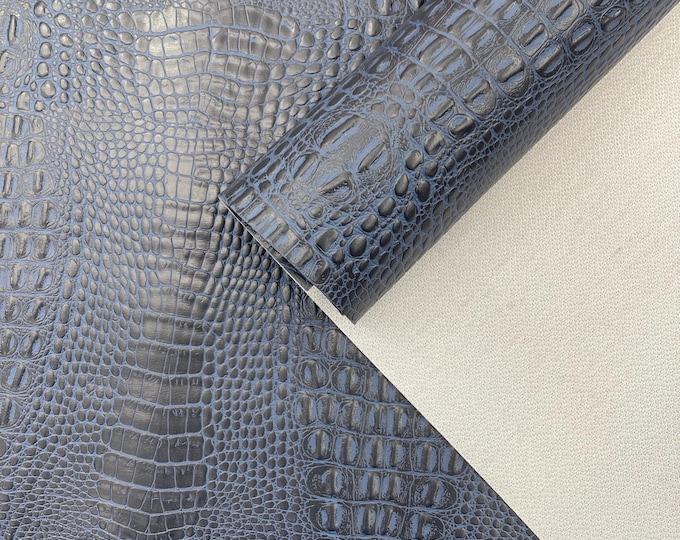 Navy Blue Crocodile Marine Vinyl Fabric: Waterproof Outdoor Upholstery