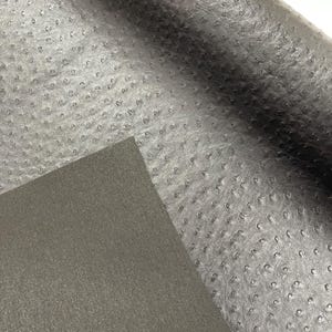 Black Ostrich Embossed Vinyl Fabric: 54&quot; Wide Faux Leather Upholstery