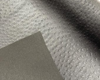 Black Ostrich Embossed Vinyl Fabric: 54" Wide Faux Leather Upholstery