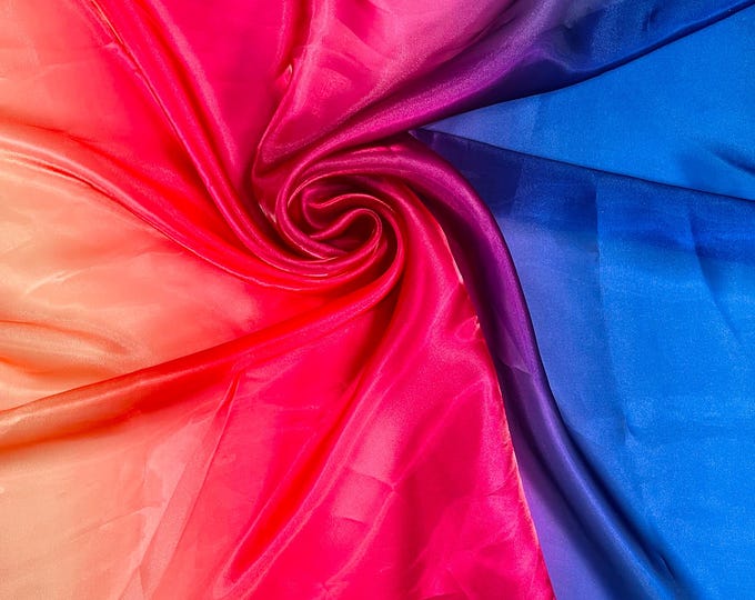 Ombre Pattern Satin Organza Fabric Sold by the Yard, Ombre Satin Organza Fabric - 58" Wide - Transparent Satin Organza Fabric