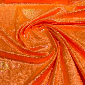 Neon Orange Iridescent Snake Skin On Stretch Velvet - Sold By The Yard - 58&quot;/60&quot; Snake Velvet Spandex Fabric