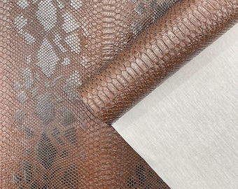 Grizzly Brown Faux Viper Snake Skin Vinyl-faux Leather-3D Scales-sold Vinyl For upholstery  By The Yard