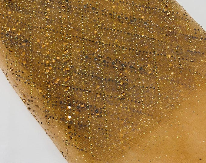 Sparkle Glitter Fabric on Nude Invisible Mesh By The Yard | Glitter and Rhinestone Mesh Fabric, Glitter Mesh Fabric Wedding Decor Prom
