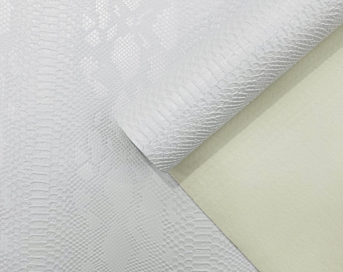 White Faux Viper Snake Skin Vinyl-faux Leather-3D Scales-sold Vinyl For upholstery  By The Yard