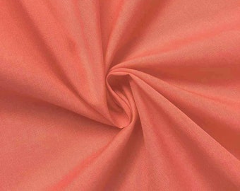 Coral Poly Poplin Fabric: 60" Wide, Solid Polyester By The Yard