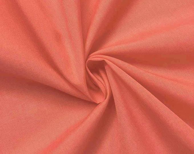 Coral Poly Poplin Fabric Polyester Solid 60'' By The Yard Table Covers Decoration Apparel ( Choose The Size )