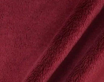 Burgundy Minky Fabric By The Yard, 60” Wide, Ultra Soft Fabric, 3.mm Pile, Used for Blanket, Mia' Fabrics Inc