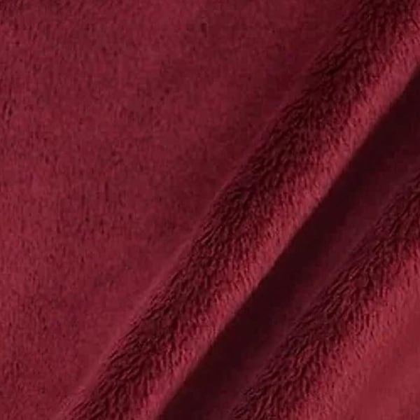 Burgundy Minky Fabric By The Yard, 60” Wide, Ultra Soft Fabric, 3.mm Pile, Used for Blanket, Mia' Fabrics Inc