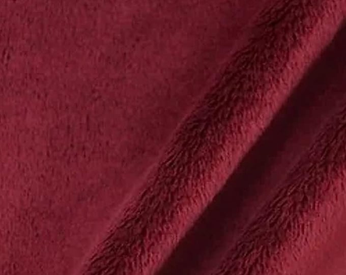 Burgundy Minky Fabric By The Yard, 60” Wide, Ultra Soft Fabric, 3.mm Pile, Used for Blanket, Mia' Fabrics Inc