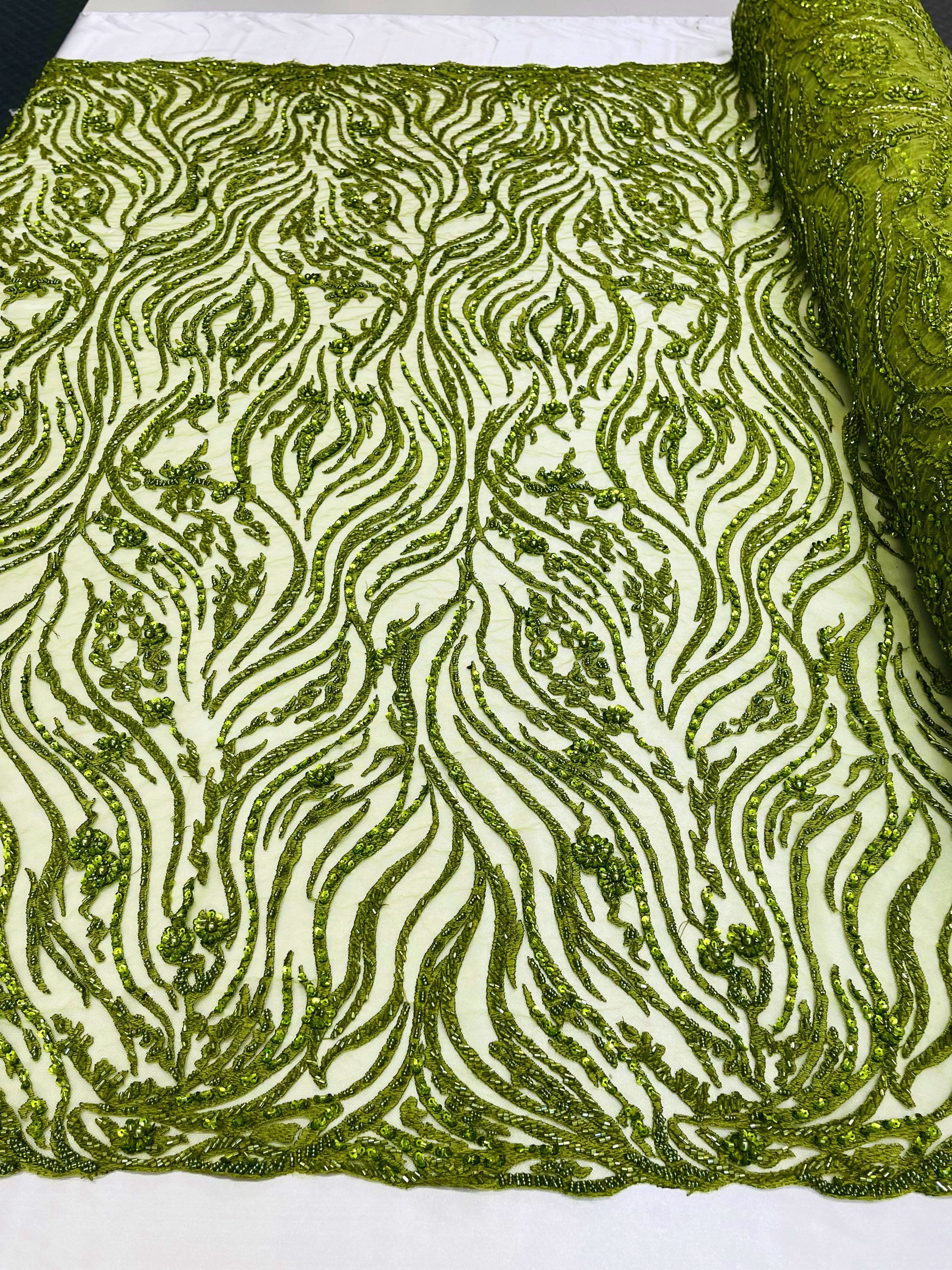 oneOone Cotton Cambric Olive Green Fabric Leaves Diy Clothing Quilting  Fabric Print Fabric By Yard 56 Inch Wide-LV 