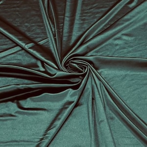 Spandex Luxury Fabric - Dark Hunter Green - Shiny Polyester Spandex Stretch Fabric Sold By The Yard - 20% Spandex (Pick a Size)