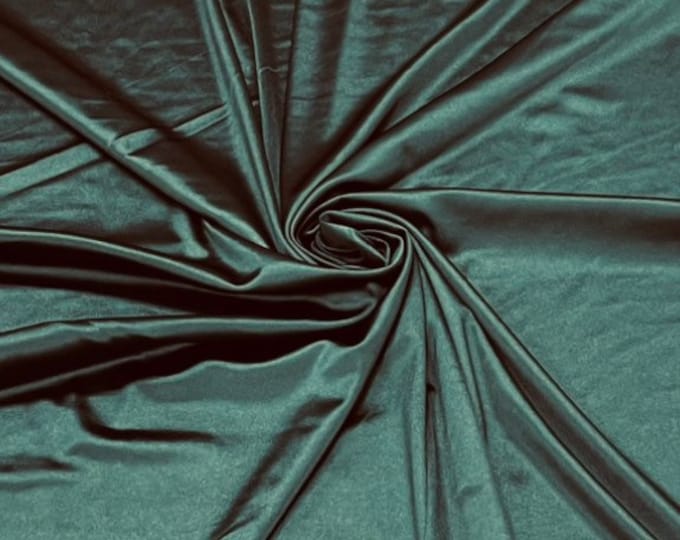 Spandex Luxury Fabric - Dark Hunter Green - Shiny Polyester Spandex Stretch Fabric Sold By The Yard - 20% Spandex (Pick a Size)