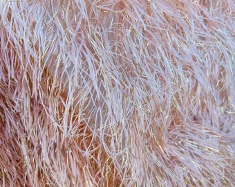 Metallic Peach /Gold Eyelash Design By The Yard, eyelash fabric, Feathers Sewing Fringe ( Choose The Size )