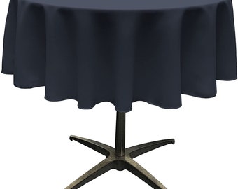 Navy Polyester Round Tablecloth: Wrinkle Resistant Banquet Cloth