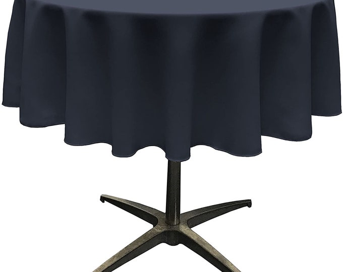 Mia's Fabrics Inc, Navy Tablecloth Polyester Poplin Tablecloth Inch Round Banquet Cloth, Wrinkle Resist Quality (Pick a Size)