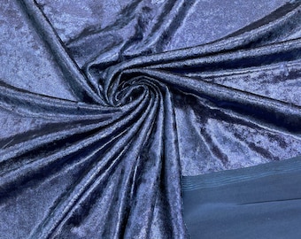 Navy Blue Foiled Stretch Velvet Fabric: 4-Way Stretch, 60" Wide