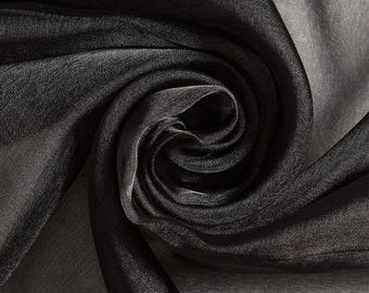 Black Sparkle Crystal Organza Fabric: Sheer Shiny Material, 60" Wide