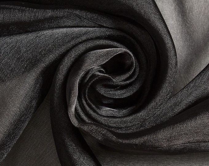 Black Sparkle Crystal Organza Fabric: Sheer Shiny Material, 60" Wide