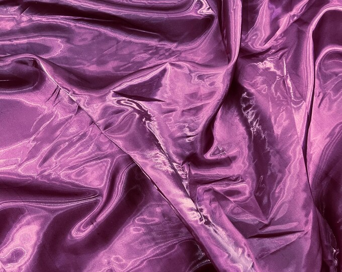 Plum Crystal silk satin By The Yard, Liquid Bridal Satin, Water Shine Ultra Glossy Shimmer Bridal Satin, Crystal Reflective Satin