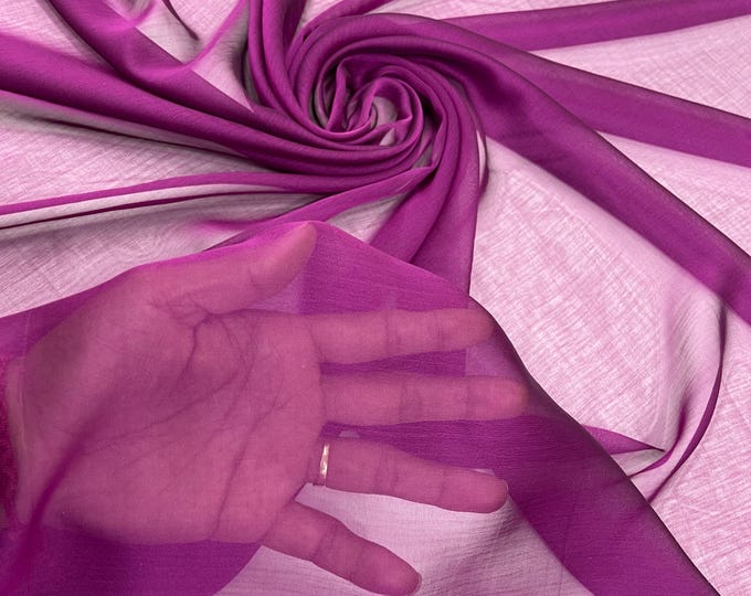 Dark Violet Polyester Two-Tone Chiffon Fabric by the Yard, Bridal Chiffon Fabric, Two-Tone Chiffon Fabric | Chiffon Two Tone Sheer Fabric