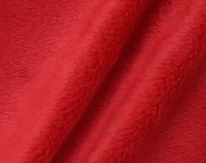 Red Minky Fabric By The Yard, 60” Wide, Ultra Soft Fabric, 3.mm Pile, Used for Blanket, Mia' Fabrics Inc