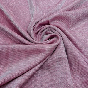 Pink Shimmer Fabric by yard, Stretch Glitter Fabric | Luxury Sparkle Fabric | Glimmer | Pink Glitter Fabric for Prom-Gown-Backdrop