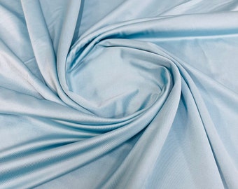 Light Blue Shiny Milliskin Nylon Spandex Fabric 4 Way Stretch Prom-Gown-Dress, 58" Wide Sold by The Yard (Pick a Size)