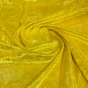 Yellow Iridescent Snake Skin On Stretch Velvet - Sold By The Yard - 58&quot;/60&quot; Snake Velvet Spandex Fabric