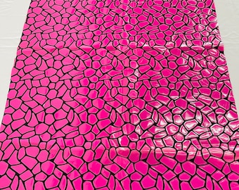 Hot Pink Sequins on Black Stretch Velvet Fabric - 58/60" Wide