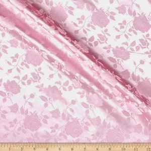 Rosa Floral Brokat Stoff: Jacquard Polyester Satin, 58/60 "breite Schüttgut Bild 2