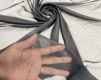 Black Two-Tone Chiffon Fabric: Sheer Polyester Bridal Fabric