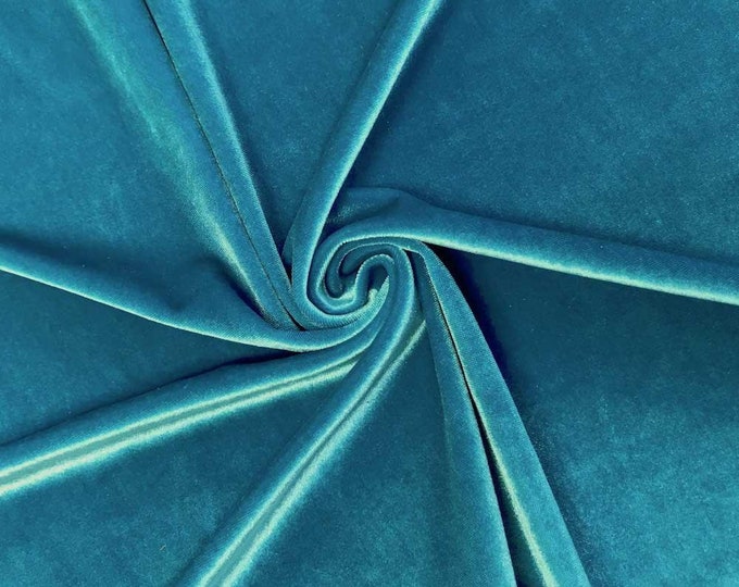 Mia Fabrics Blue Stretch Velvet Fabric 60'' Wide, Sewing, Apparel, Costume, Craft {Choose quantity}