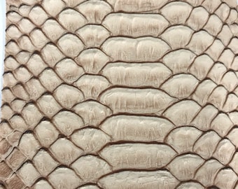 Tan/brown Faux Viper Snake Skin Vinyl-faux Leather-3D Scales-sold Vinyl For upholstery  By The Yard