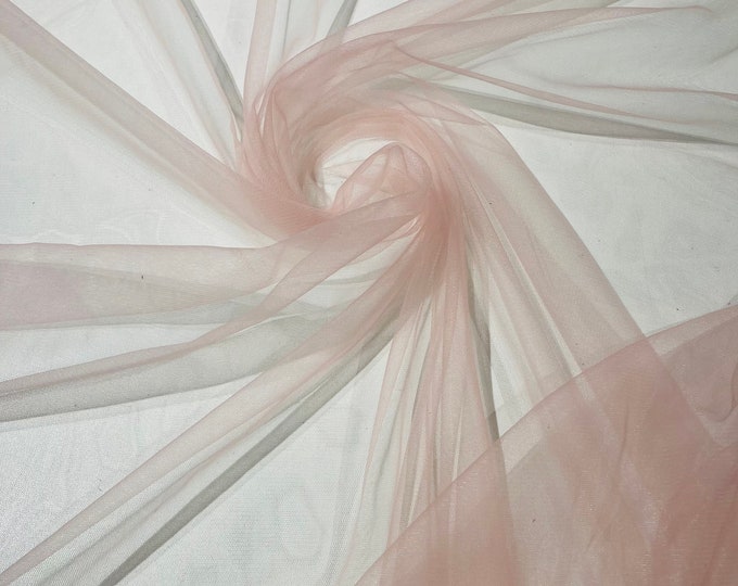 illusion Mesh Fabric | Dusty Pink | 60" Wide, Sold By The Yard