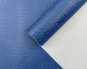 Royal Blue Crocodile Marine Vinyl Fabric: Waterproof Outdoor Upholstery