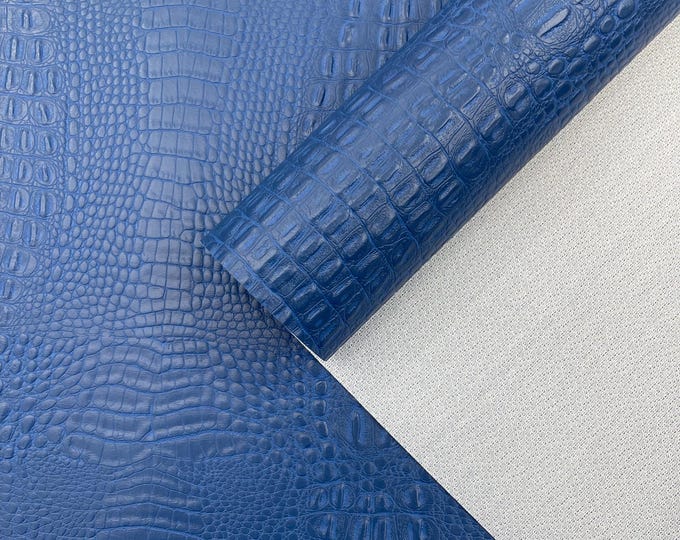 Royal Blue Crocodile Marine Vinyl Fabric: Waterproof Outdoor Upholstery