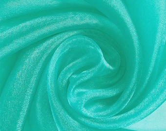 Spring Green Sparkle Crystal Organza Fabric: Sheer Shiny Material, 60" Wide