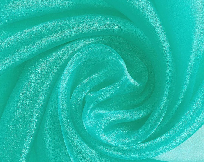 Spring Green Sparkle Crystal Organza Fabric: Sheer Shiny Material, 60" Wide