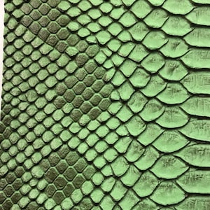 Green/Black Faux Viper Snake Skin Vinyl-faux Leather-3D Scales-sold Vinyl For upholstery  By The Yard