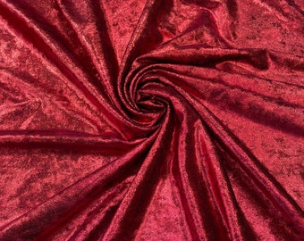 Wine Foiled Stretch Velvet Fabric: 4-Way Stretch, 60" Wide