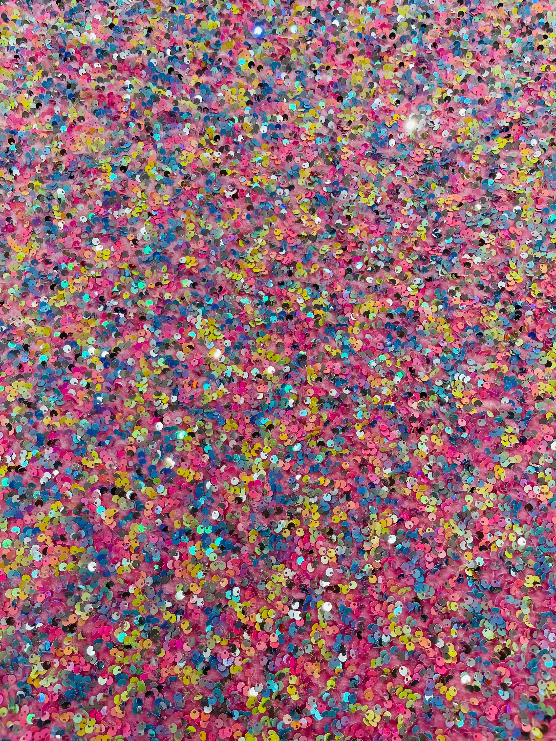 Sequine Color Multi-color Sequin Fabric: Silver 5mm Sequins on Pink Stretch Velvet - Etsy